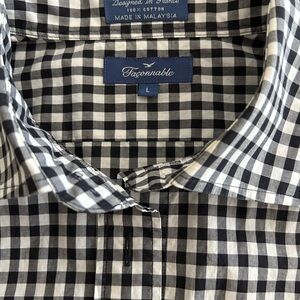 Faconnable Black & White Gingham Cotton Button-Down Shirt